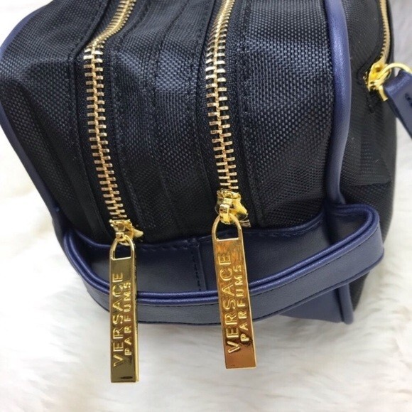Versace Parfums Black Dopp Kit Toiletry Bag With Dust Bag