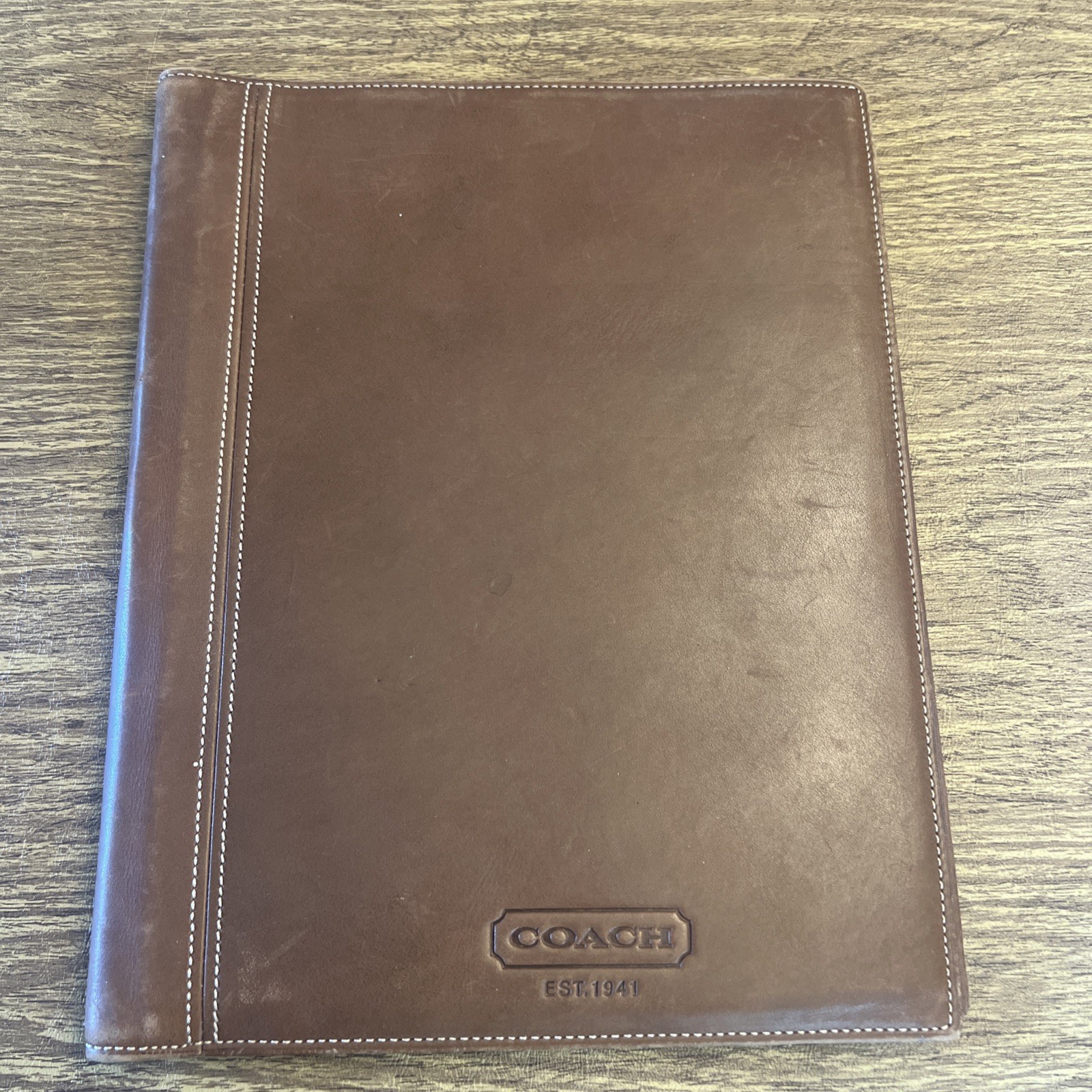 VTG Coach Portfolio Bi-fold Light Brown Leather Unisex 10×12.5 *RARE*