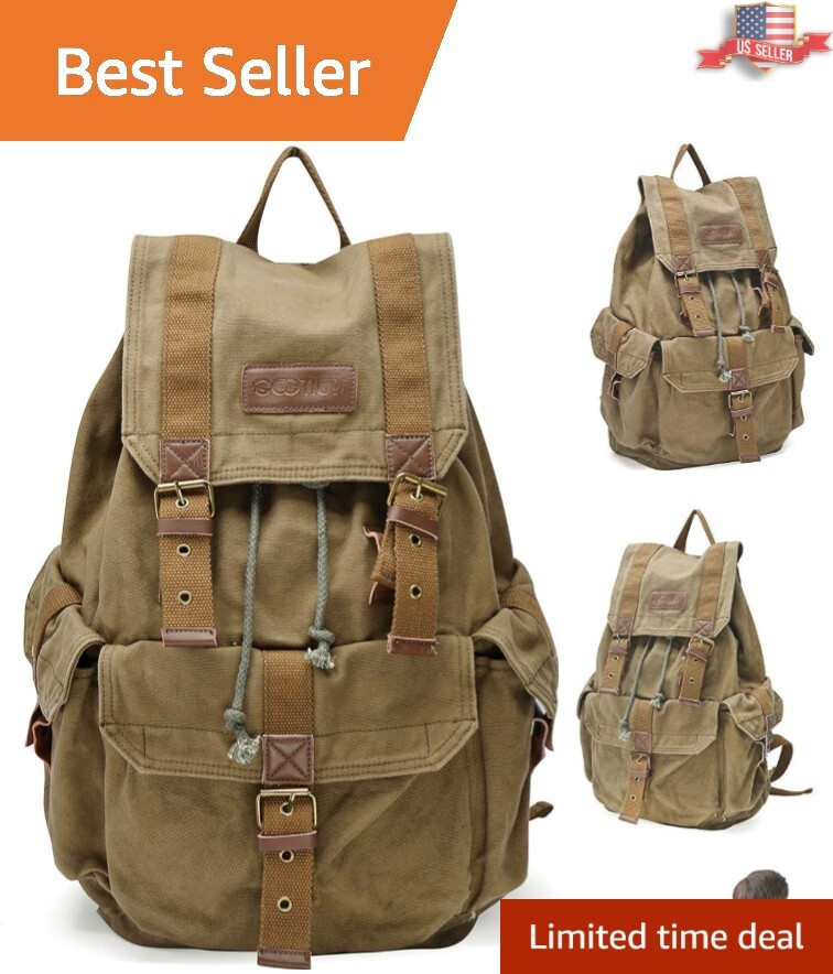 Versatile Thick Canvas Backpack with 17-Inch Laptop Compartment – Sturdy Design
