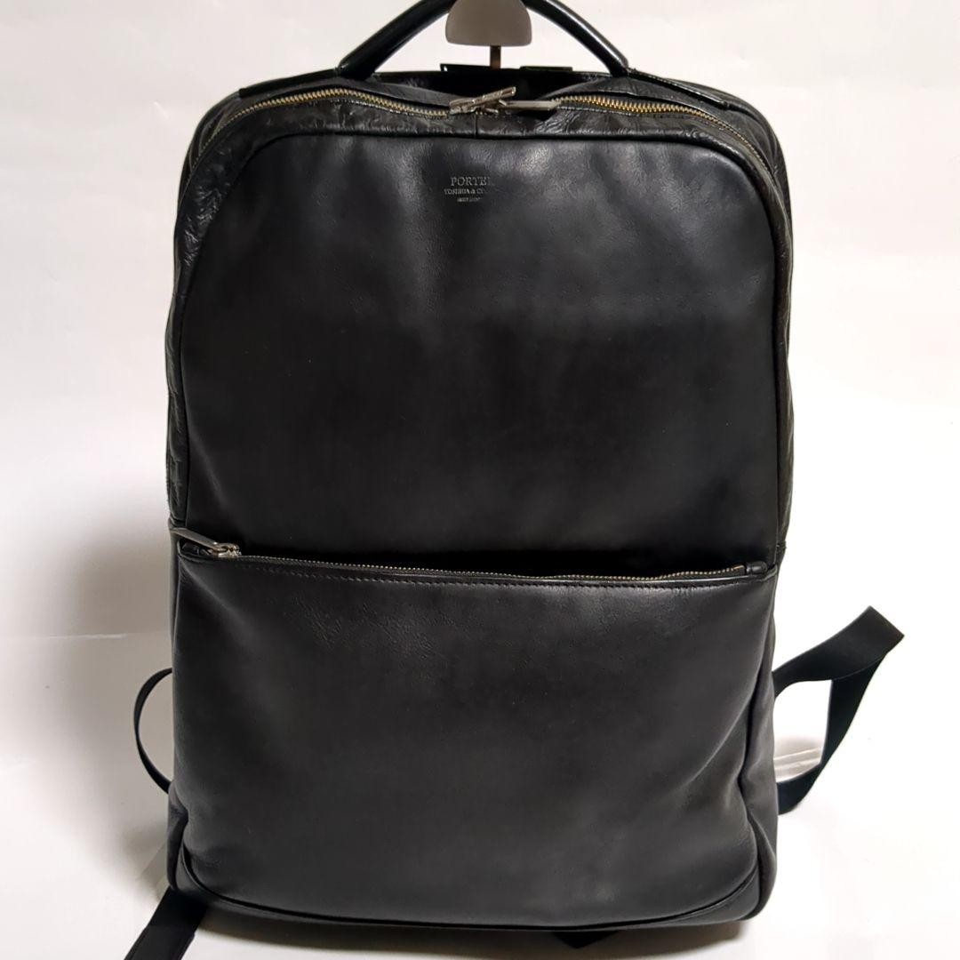 Authentic PORTER Leather Backpack Clark Black Logo Men’s 38cm Stylish Bag