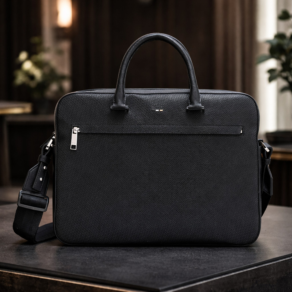 BOSS Ray Friendly Small Brief Case Black 15″ Laptop Crossbody Business Bag NEW