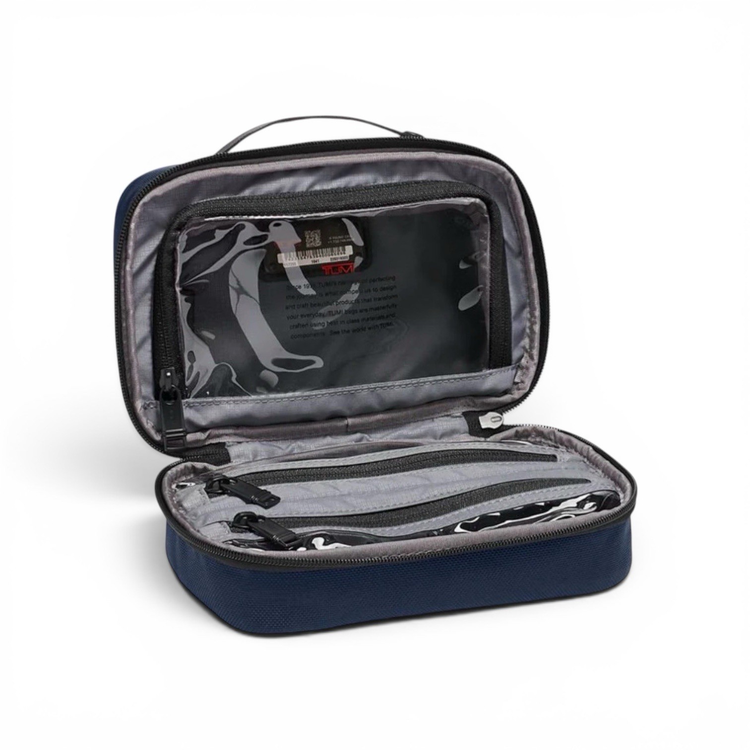 TUMI Alpha 3 Split Travel Kit Blue NWT Ballistic Nylon Toiletry Leather Handle