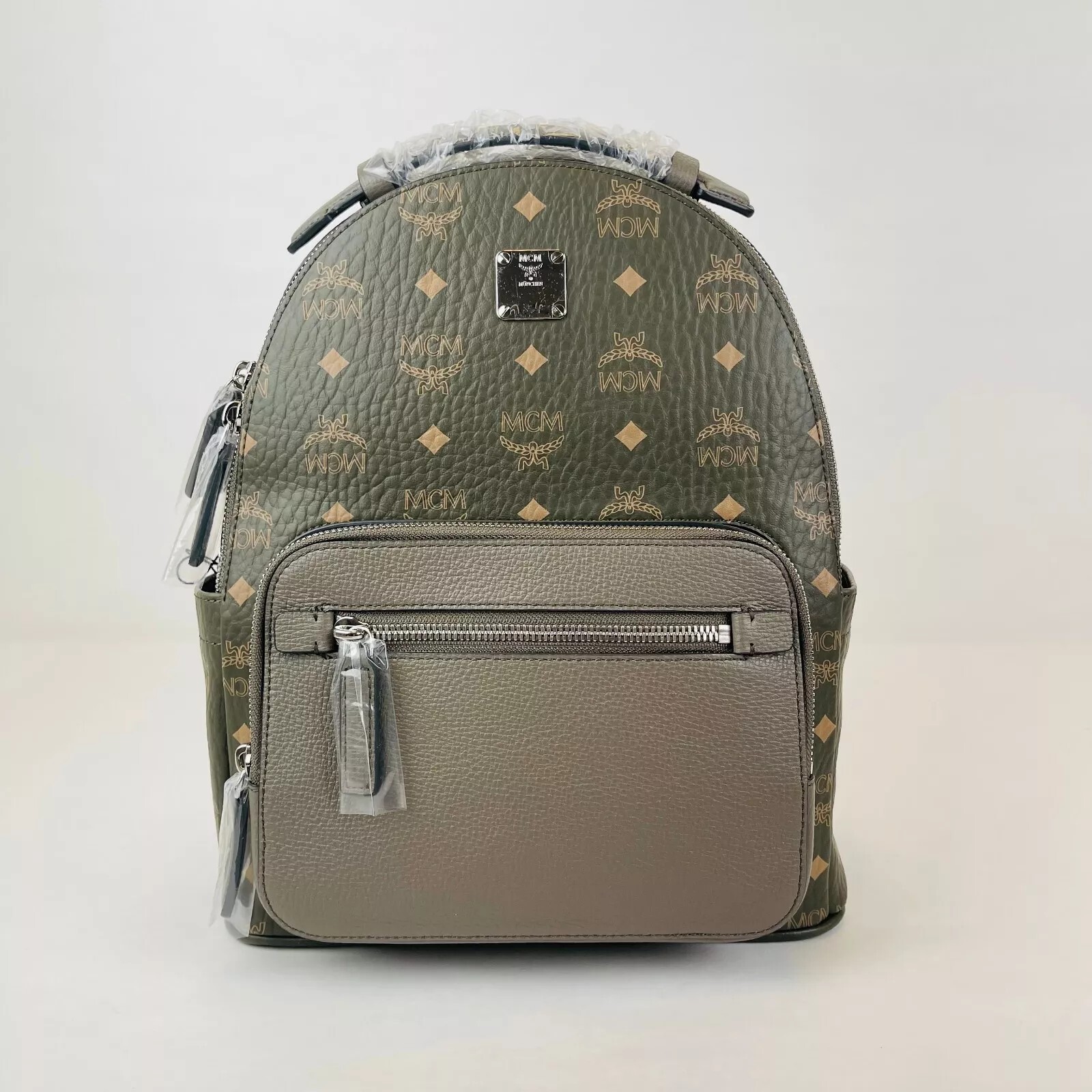 $1190 MCM Green Sea Turtle Visetos Coated Canvas Small Backpack MMKCAVE04JH001