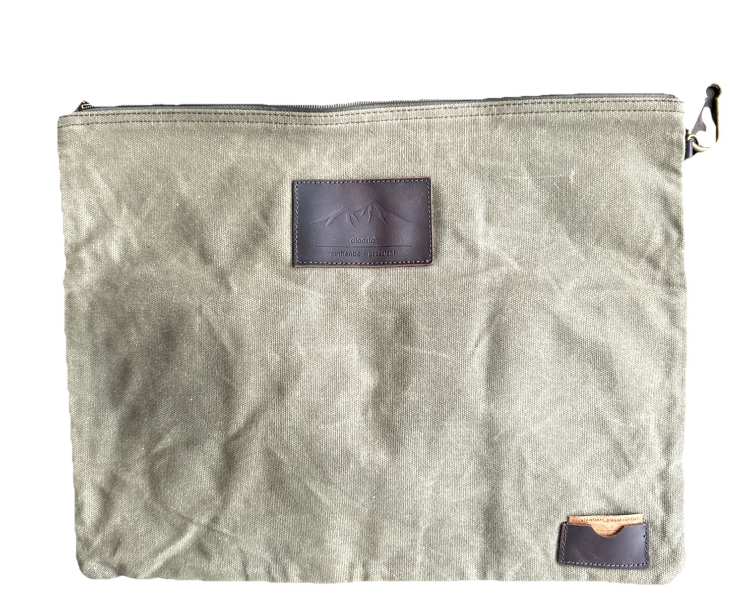 diodrio waxed canvas original Zipper pouch Bag Portfolio Laptop Case 16.5” X 13”