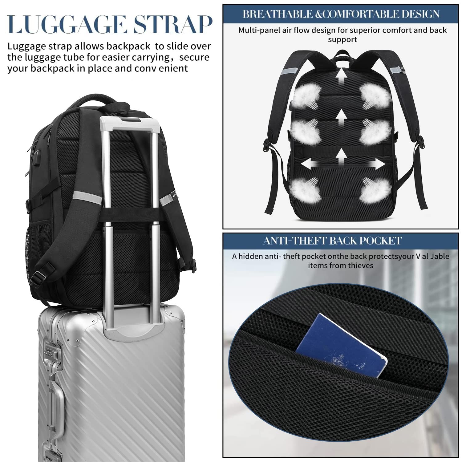 Extra Large Travel Laptop Backpack for Men 55L,Water Resistant 18.4 inch Big …