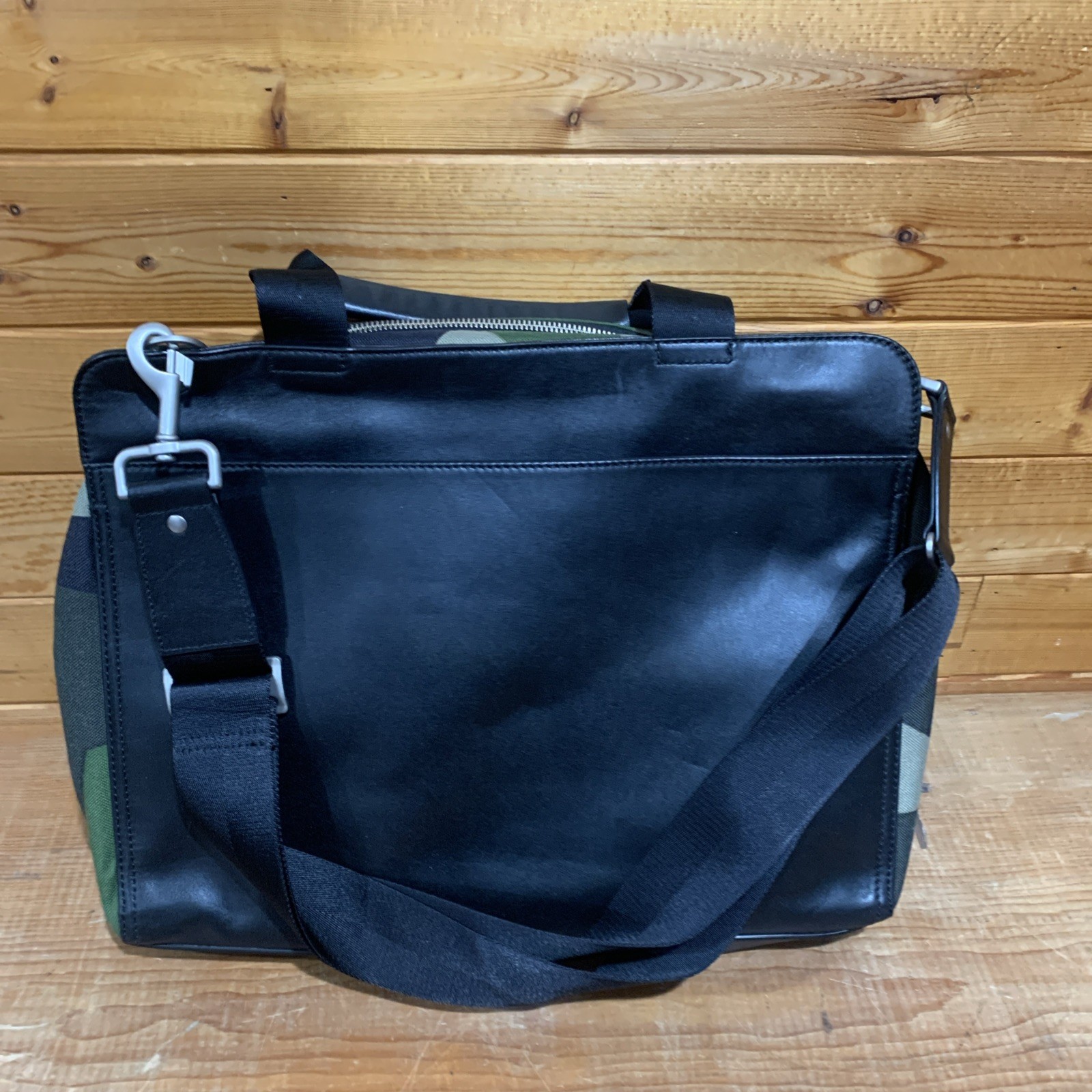 Jack Spade Camo & Leather Split Brief Briefcase