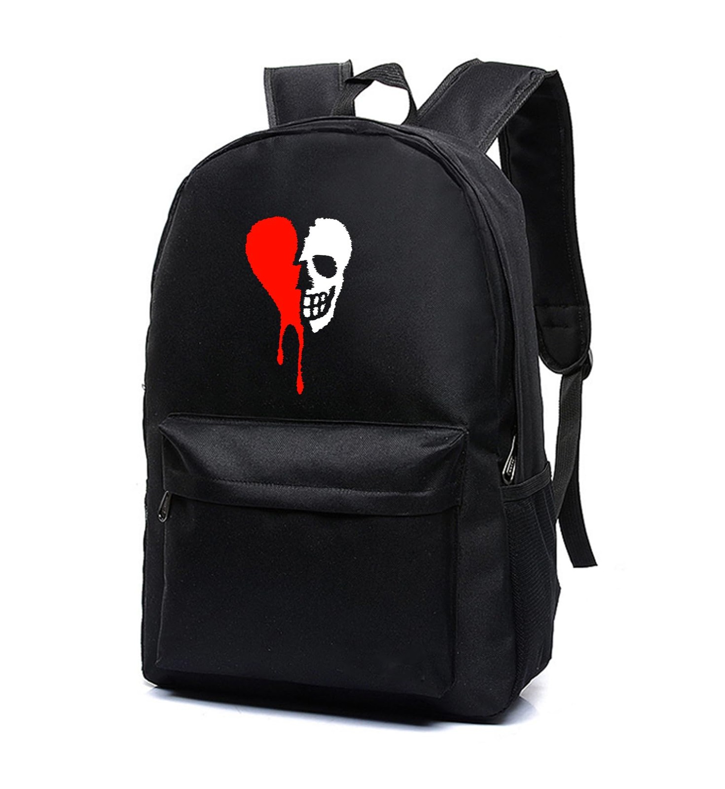Gothic Broken Heart Skull Drip Unisex Canvas Backpack Hiking Travel Daypack