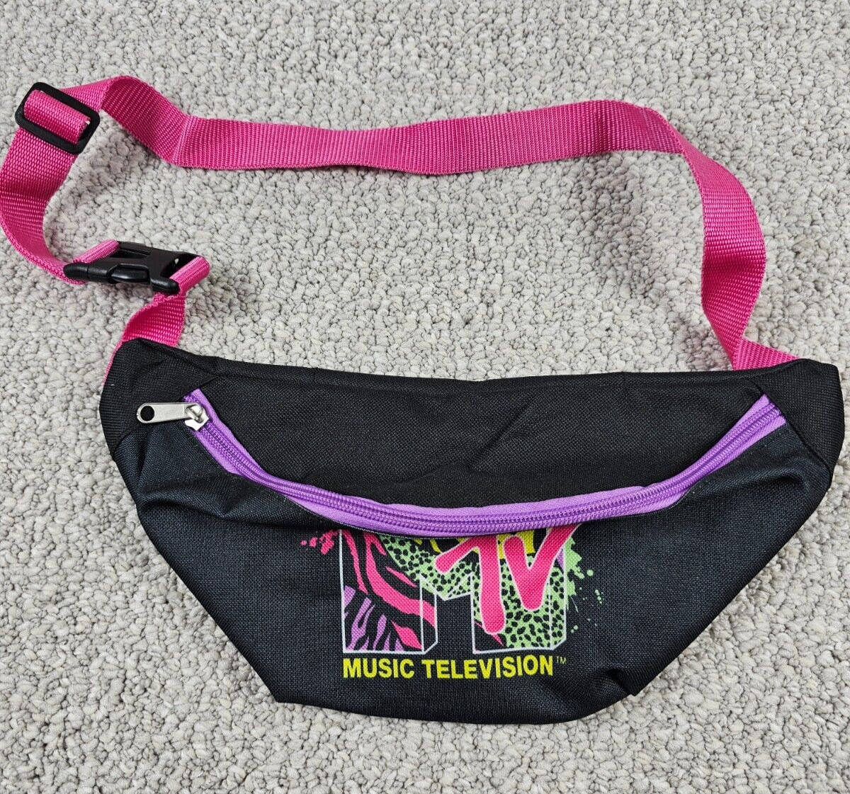 Vintage MTV Music Television Black & Purple Logo Fanny Waist Pack