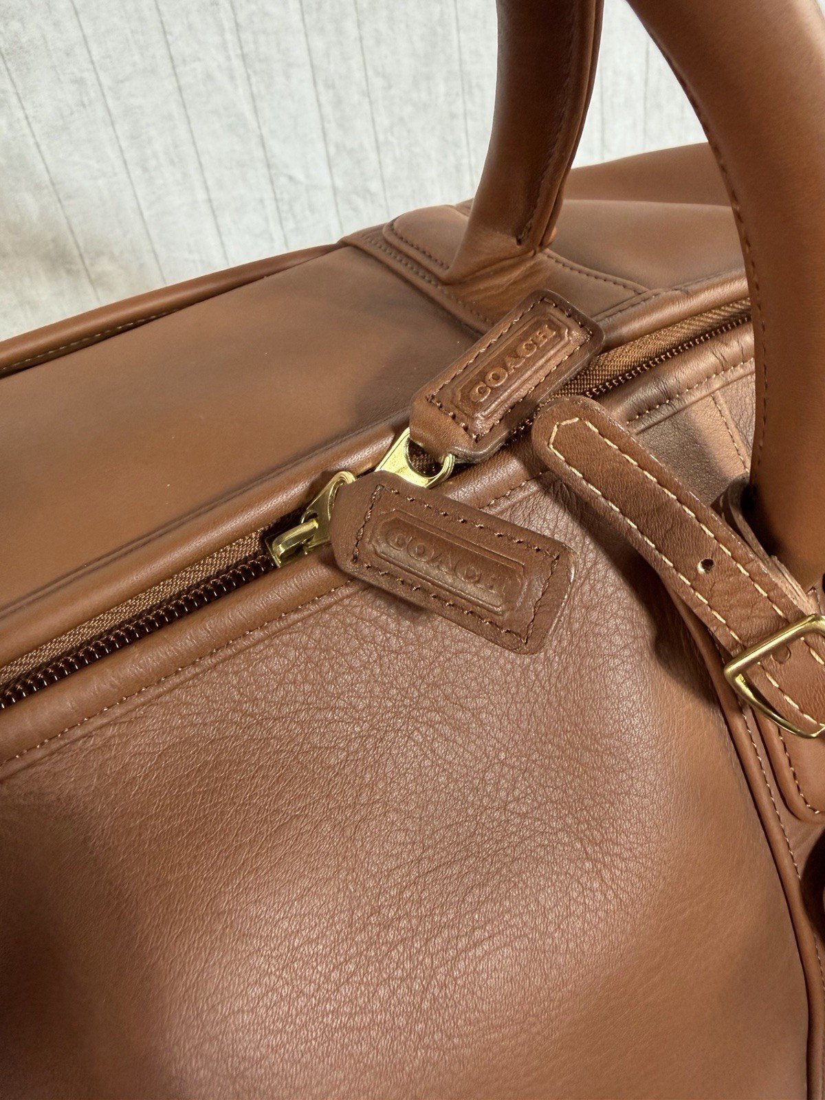 COACH OLD COACH 2-Way Boston Bag Brown Leather Shoulder Duffle Vintage 0502