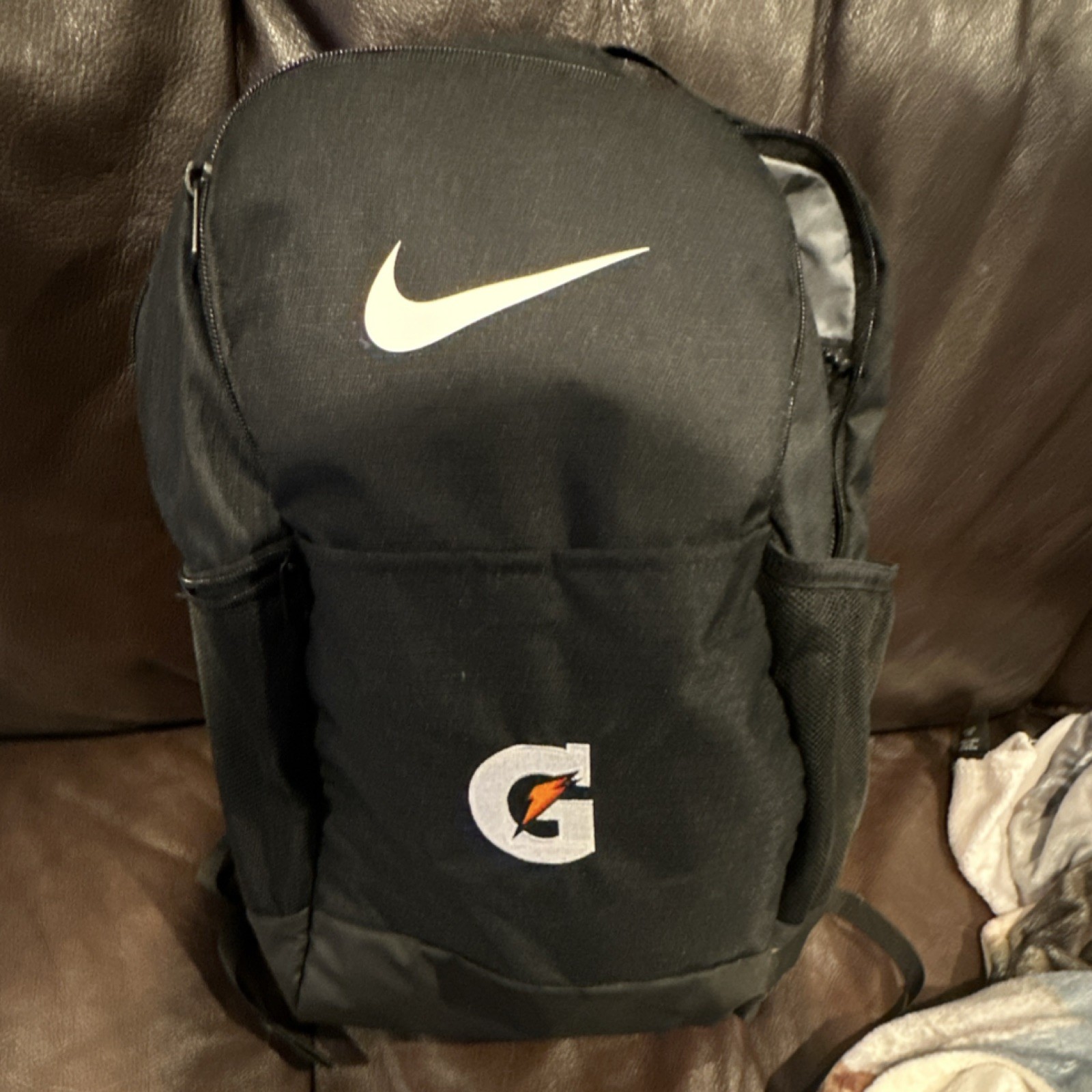 Nike Gatorade Black Backpack for Men Zip Closure Adjustable Padded Strap