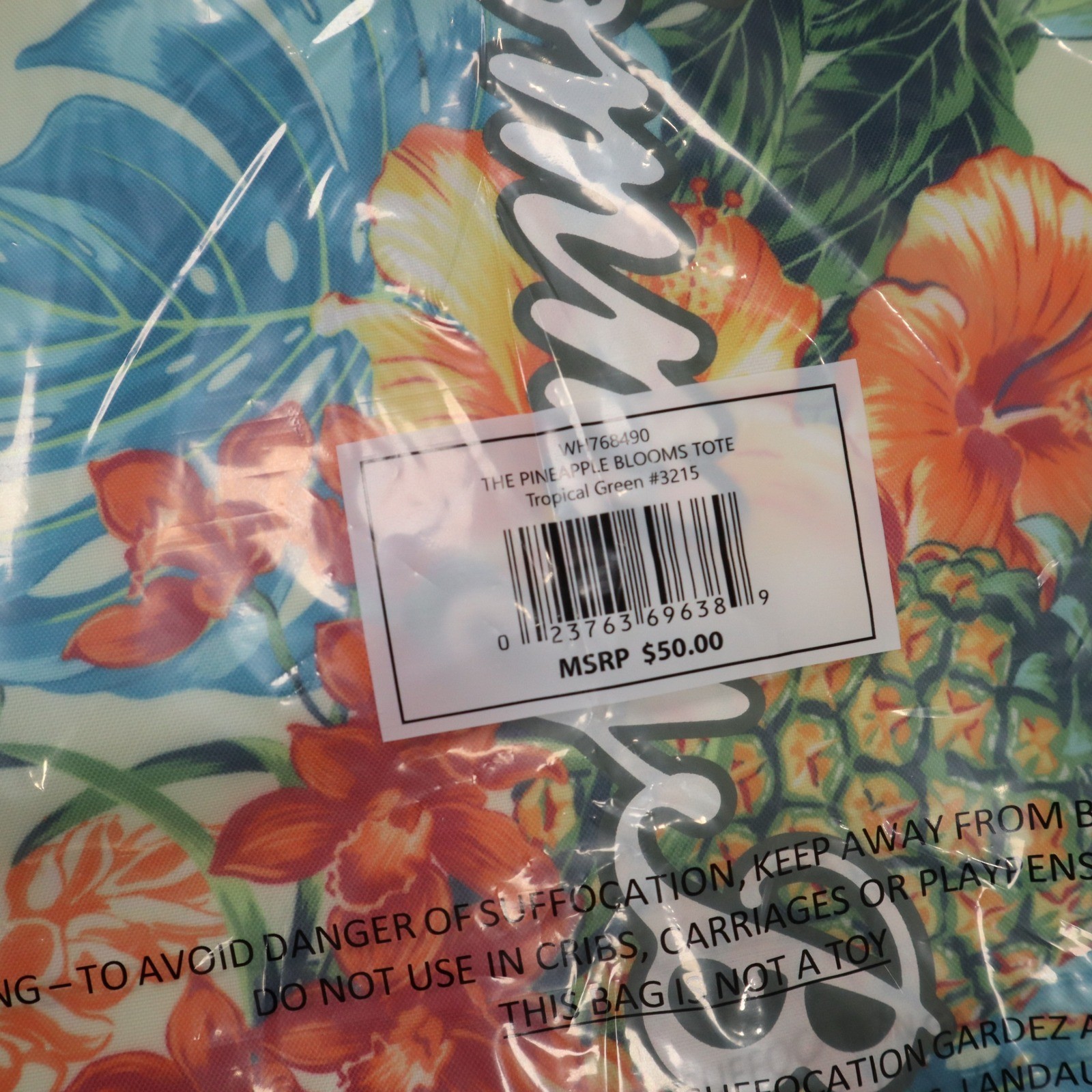 Tommy Bahama Pineapple Blooms Tote Tropical Green Floral Beach Bag Aloha NEW