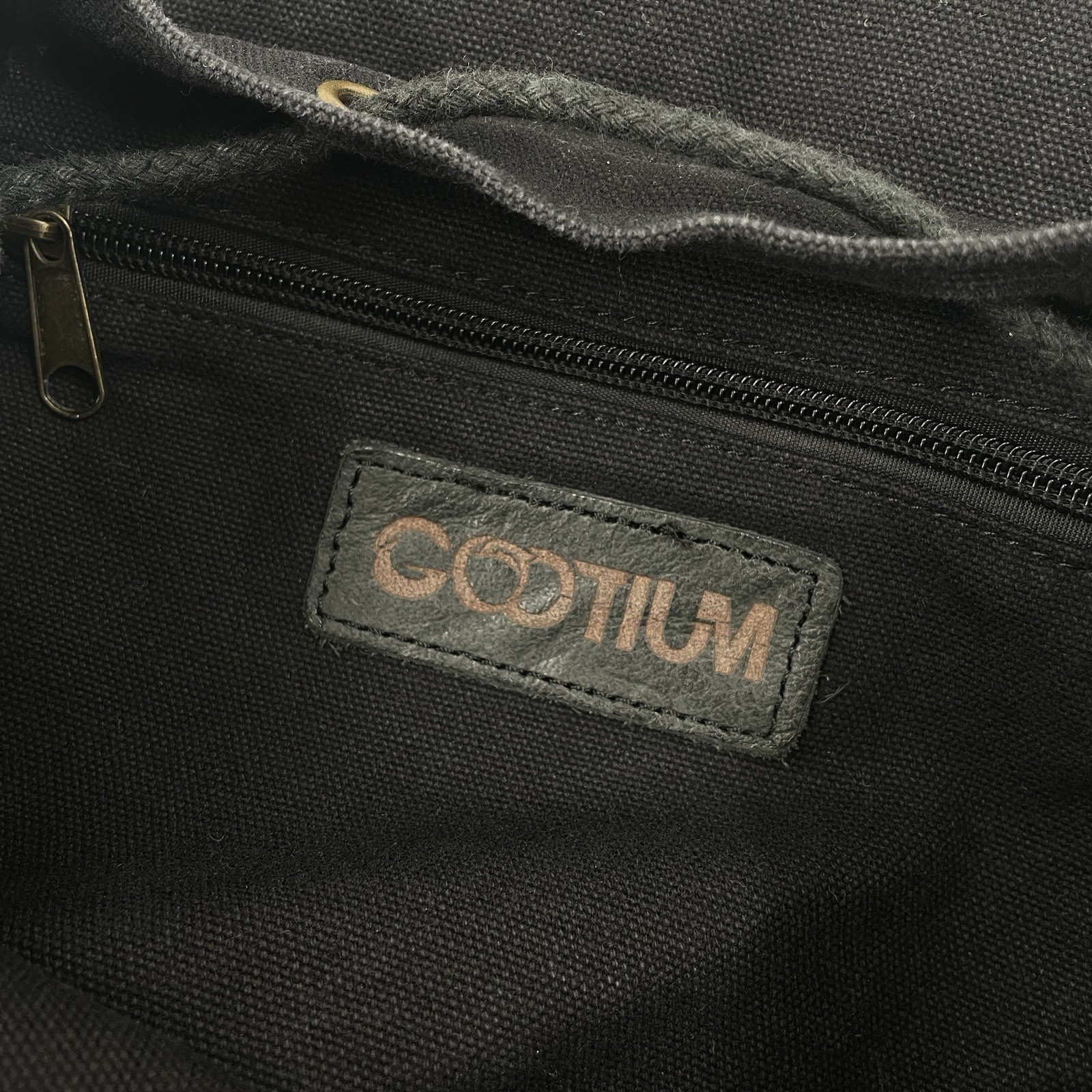 Gootium Black Thick Canvas Rucksack Backpack – Drawstring / Buckle Closure