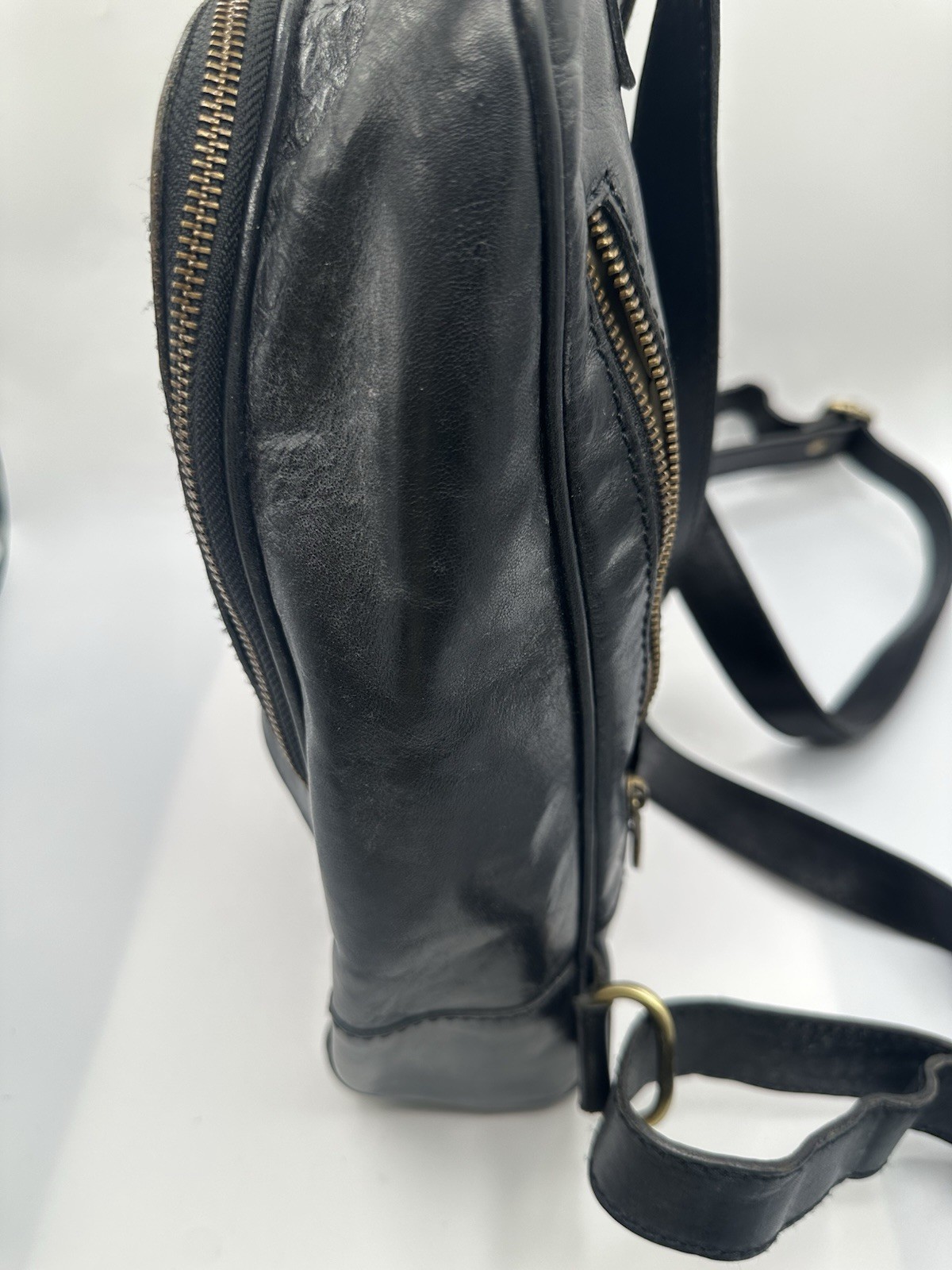Unbranded Unisex Black Genuine Leather Backpack Made In Italy