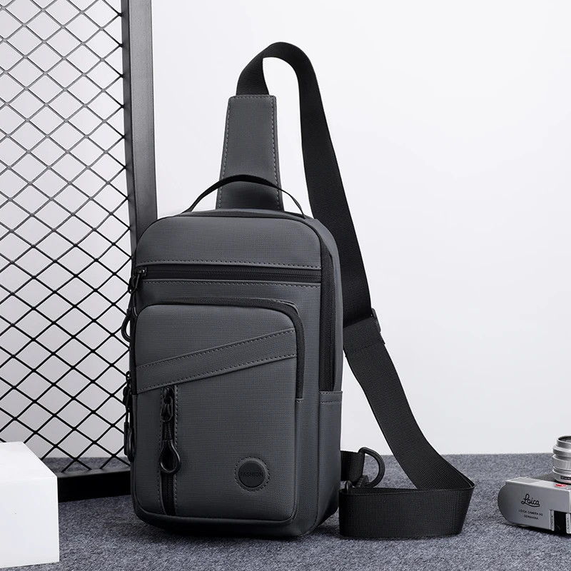 Soft Waterproof PU Leather Chest Bag Men Fashion Casual Sling Crossbody Shoulder