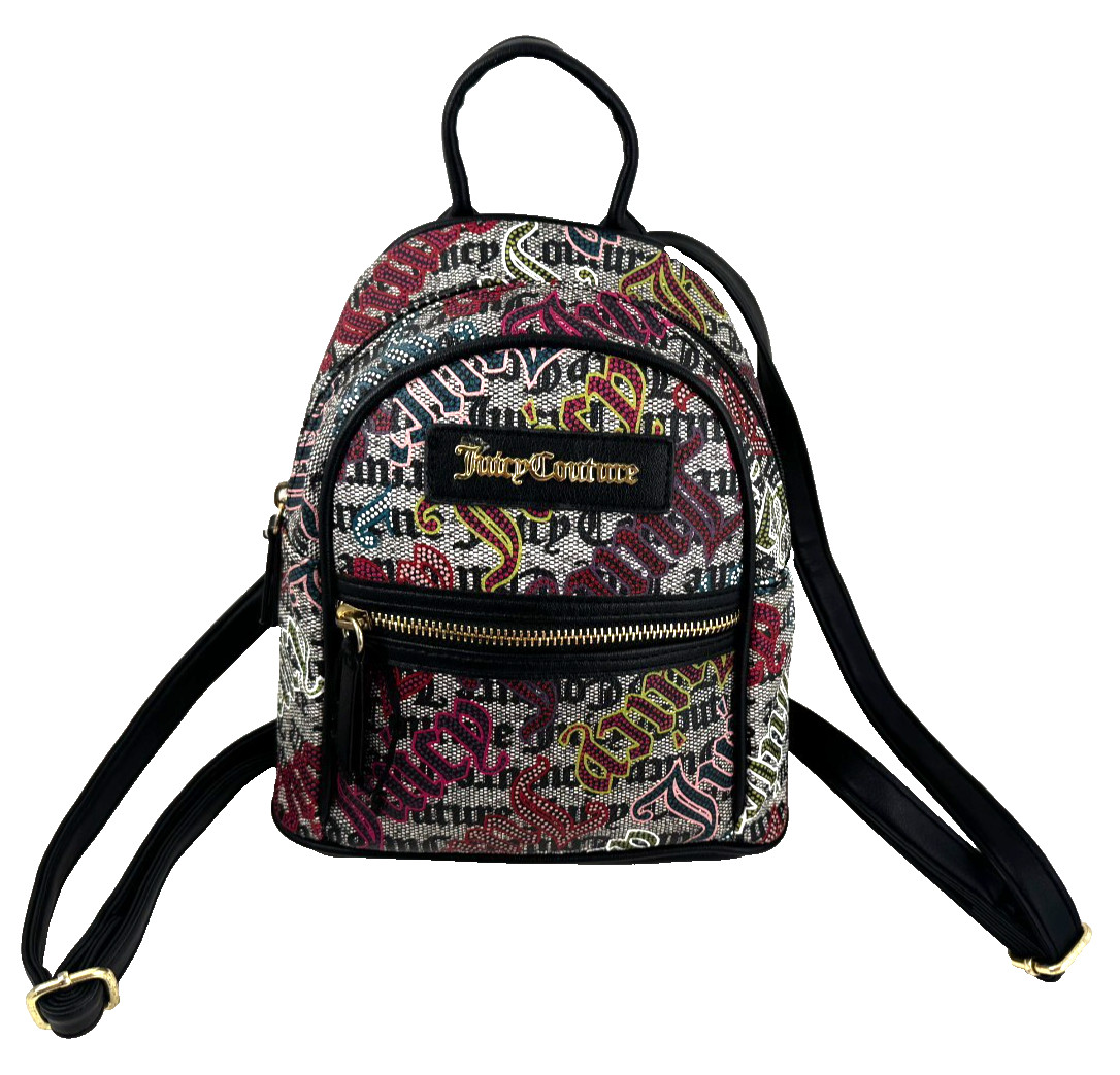 JUICY COUTURE MULTICOLOR LOGO PATTERN MINI BACKPACK HANDY FUNCTIONAL GOOD