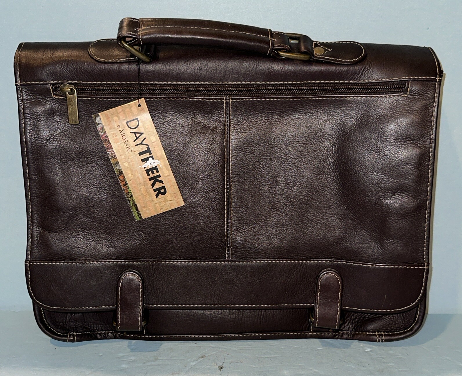 Mosaic Daytrekr Dark Brown Leather Columbia 15.5” Business Laptop Briefcase
