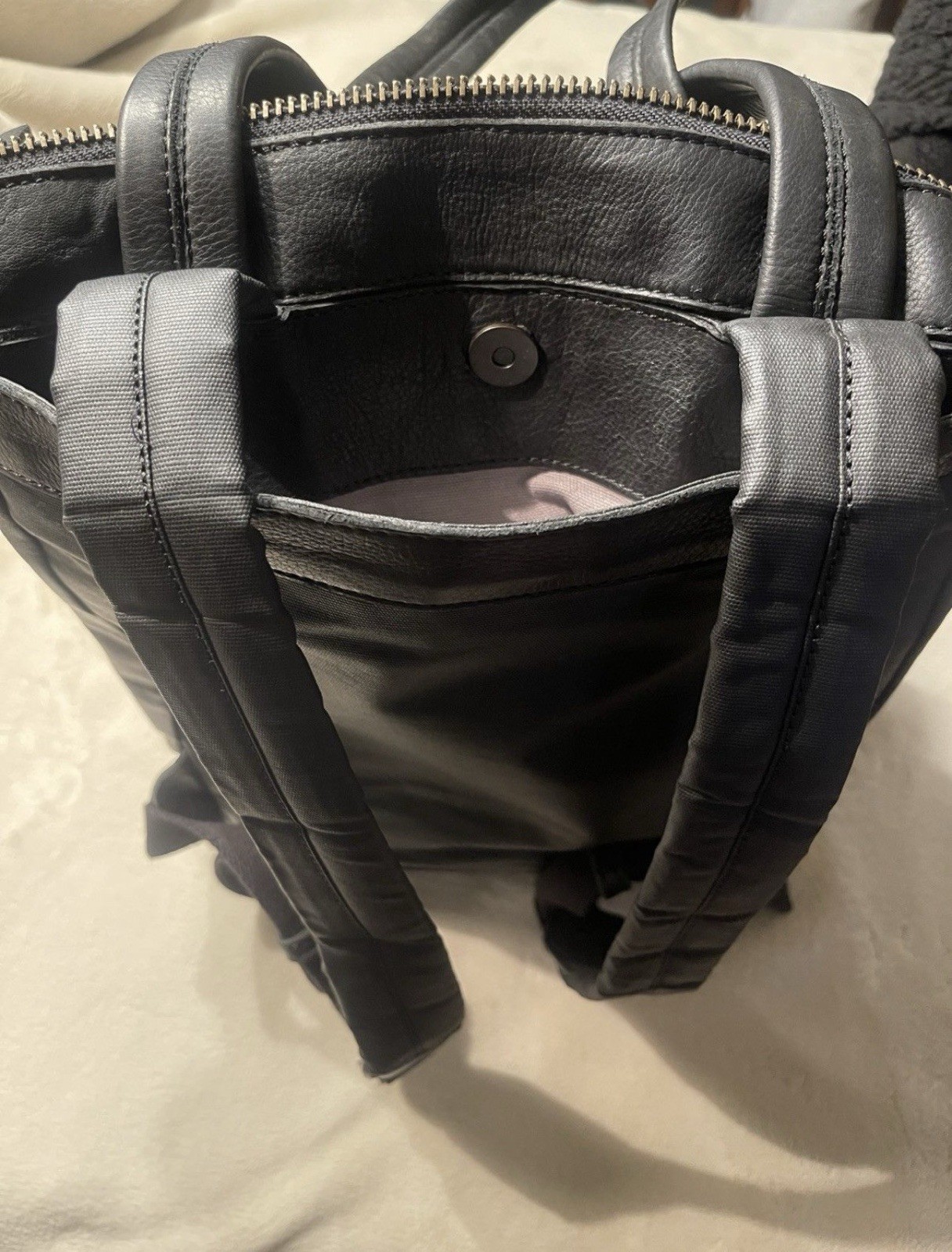 Frye Black Backpack Zip Closure Adjustable Straps Inner Pockets Travel