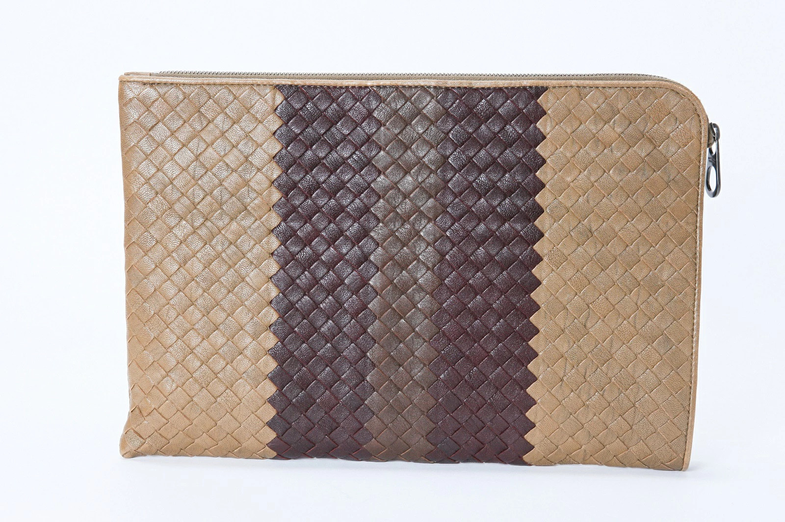 Bottega Veneta Clutch Bag Briefcase Leather Beige Brown Used