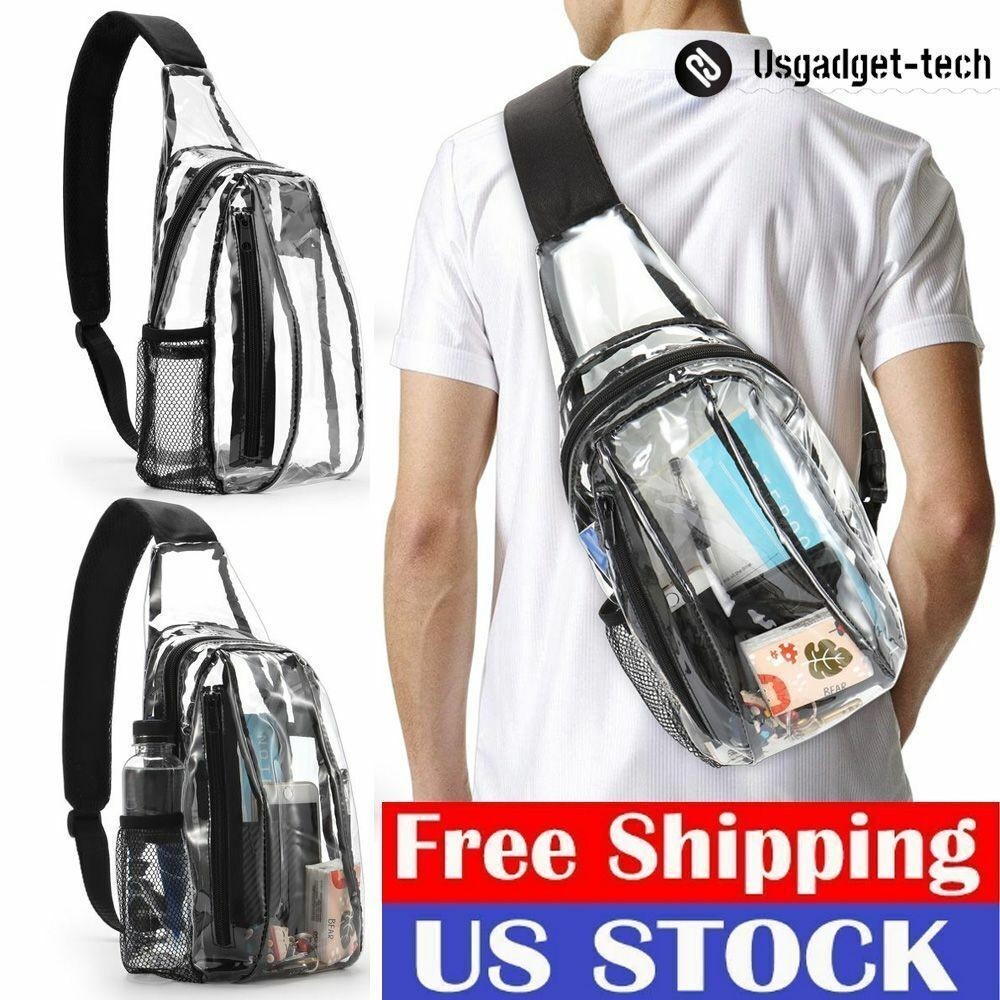 Clear PVC Sling Bag Transparent Stadium Shoulder Crossbody Chest Pack Adjustable