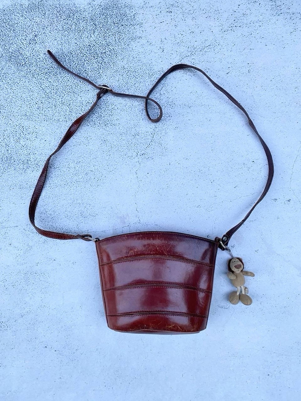 Vintage Bally Leather Luxury Leather Washed Faded Distressed Y2K Sling Bag