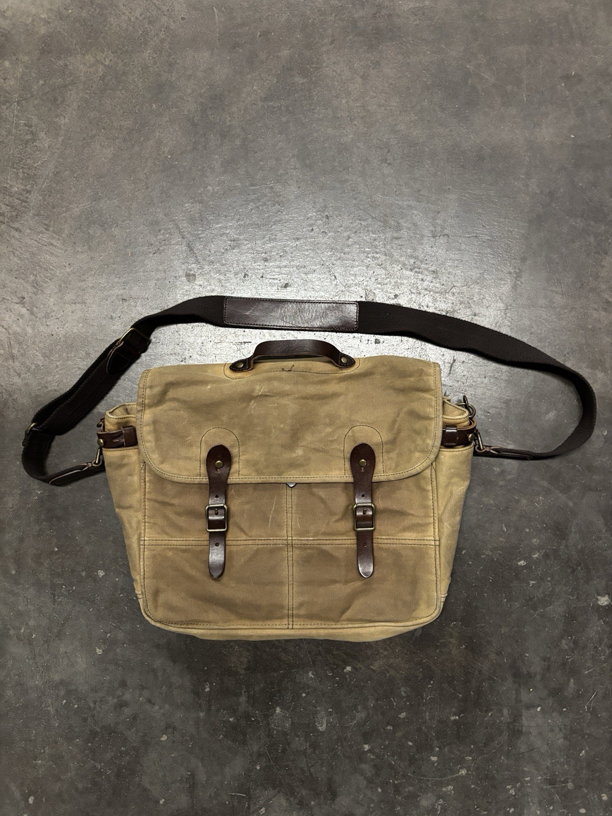 J Crew Dry Goods Abingdon Canvas Messenger Bag Cotton Leather Shoulder Bag