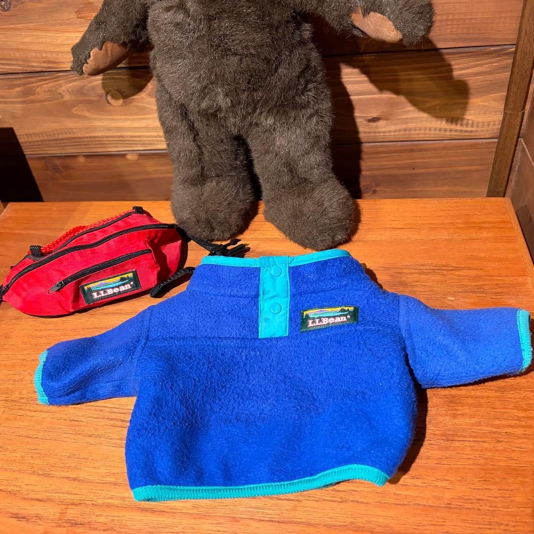 L.L. Bean Teddy Bear Stuffed Toy Blue Snap T Fleece Collab