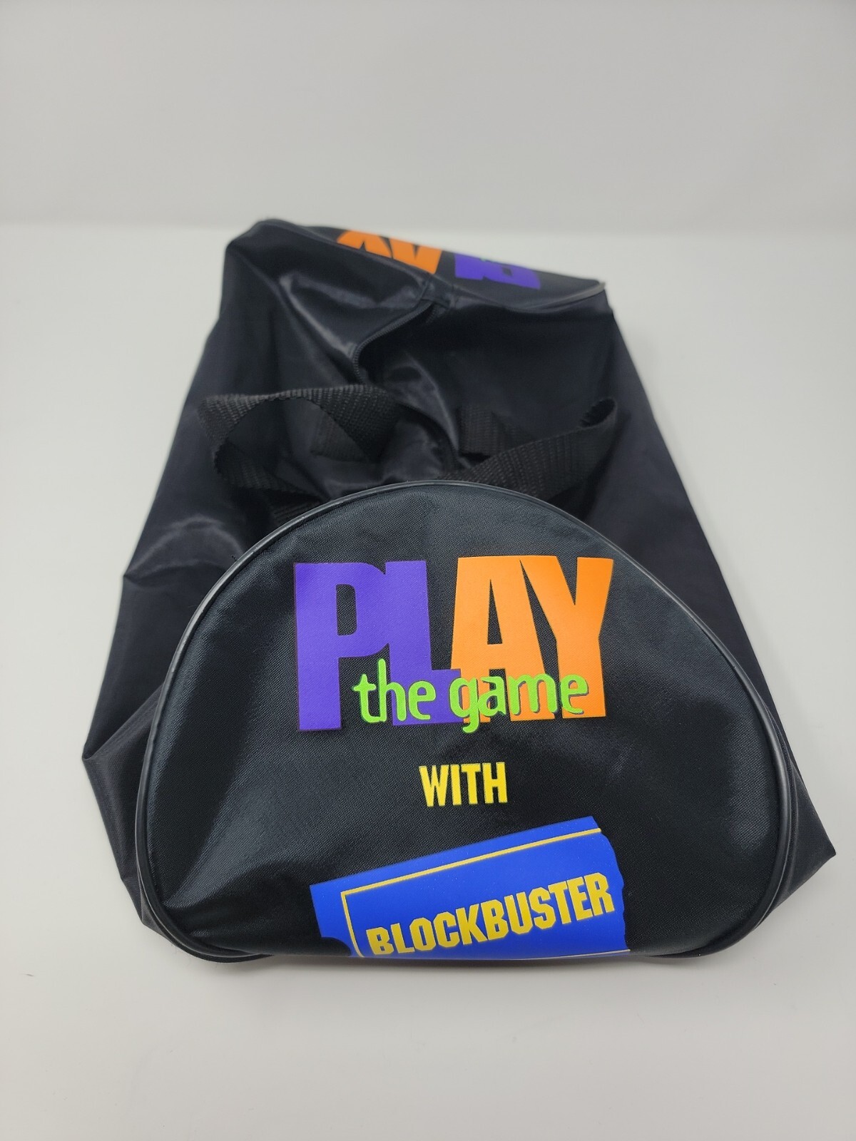 Vintage Play the Game With Blockbuster Black 14″ x 7″ Duffle Bag Canadian Seller