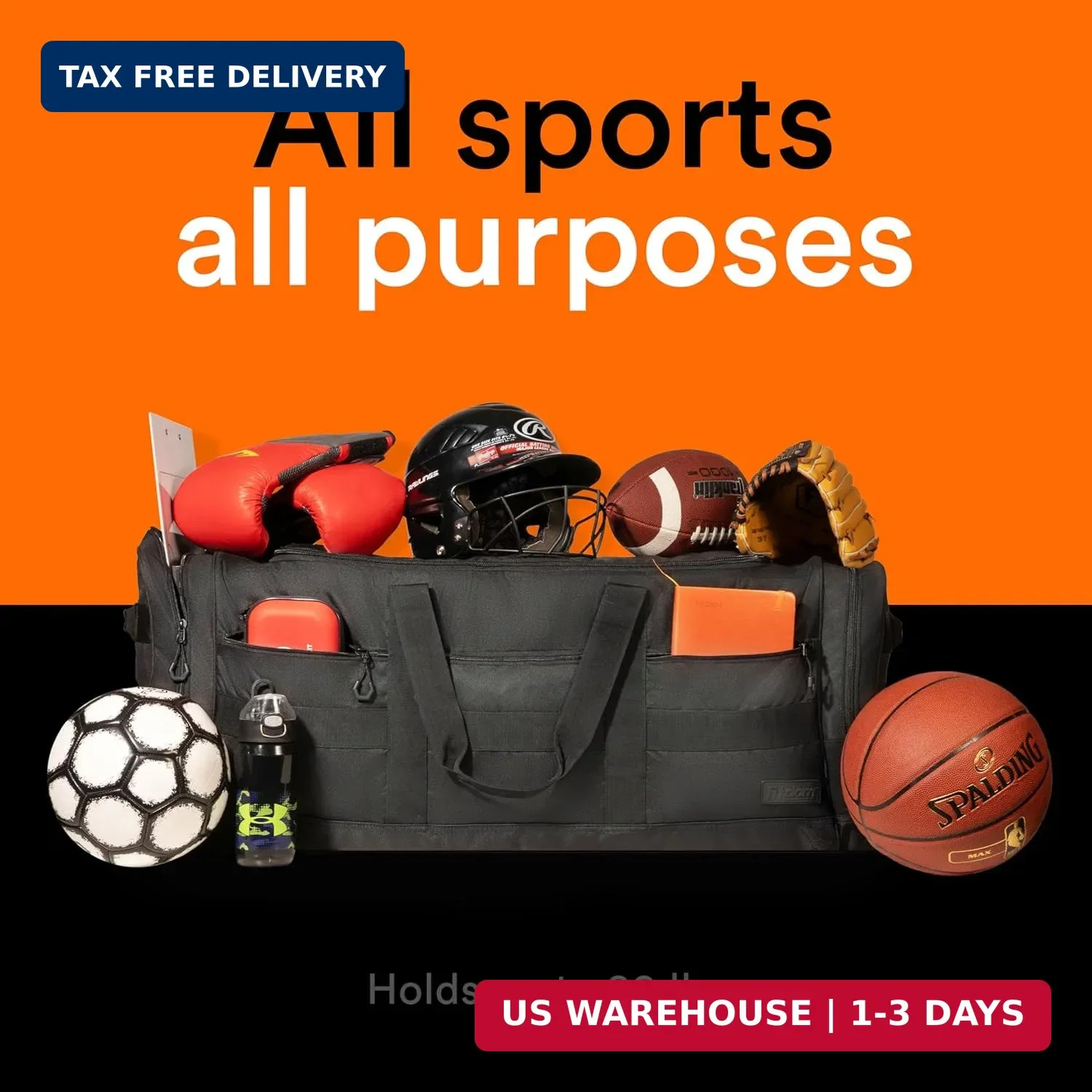 Fitdom 140L 38″ Heavy Duty Extra Large Sports Equipment Duffle Bag with Upgrade