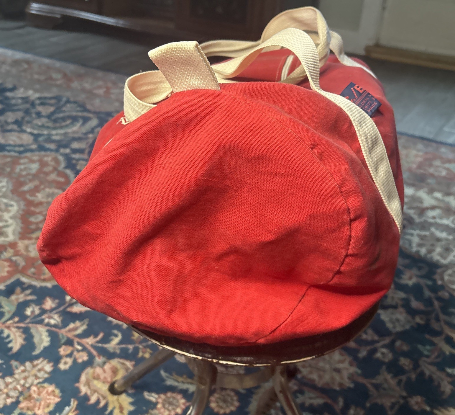 Vtg Wellesley College Massachusetts Duffle Bag Red White Rare CB Sports Inc 80s