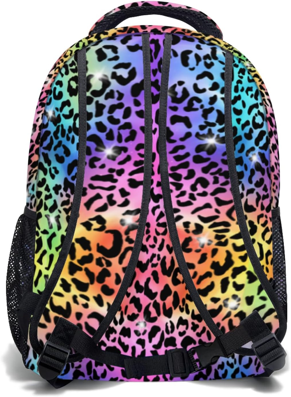 Rainbow Cheetah Backpack Neon Leopard Print Schoolbag Colorful Animal Print Lapt
