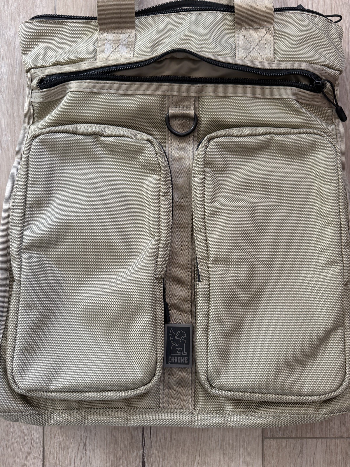 Chrome Bravo Waterproof Roll-top Messenger Backpack Biege