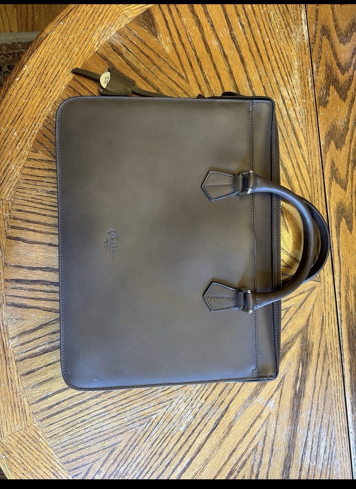 Boldrini Selleria Brown Zip Briefcase/Document Case Crossbody Strap Italy