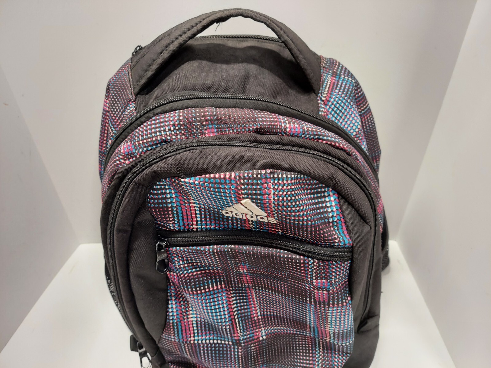Adidas Black Blue White Pink Backpack w/ Laptop Sleeve & Load Spring Straps