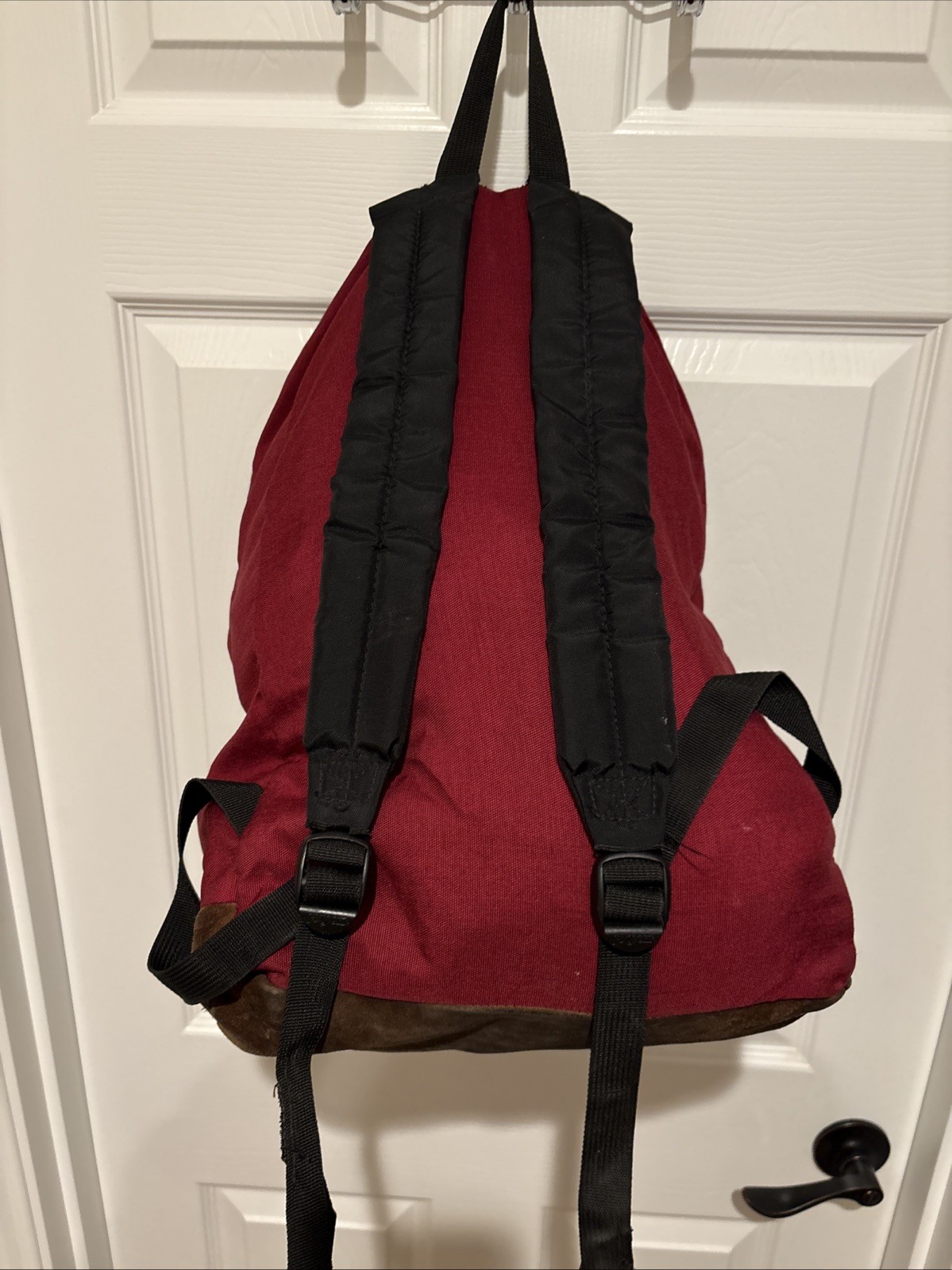 Vintage Jansport Classic Leather Bottom Backpack Maroon USA 1990 ‘s Brown