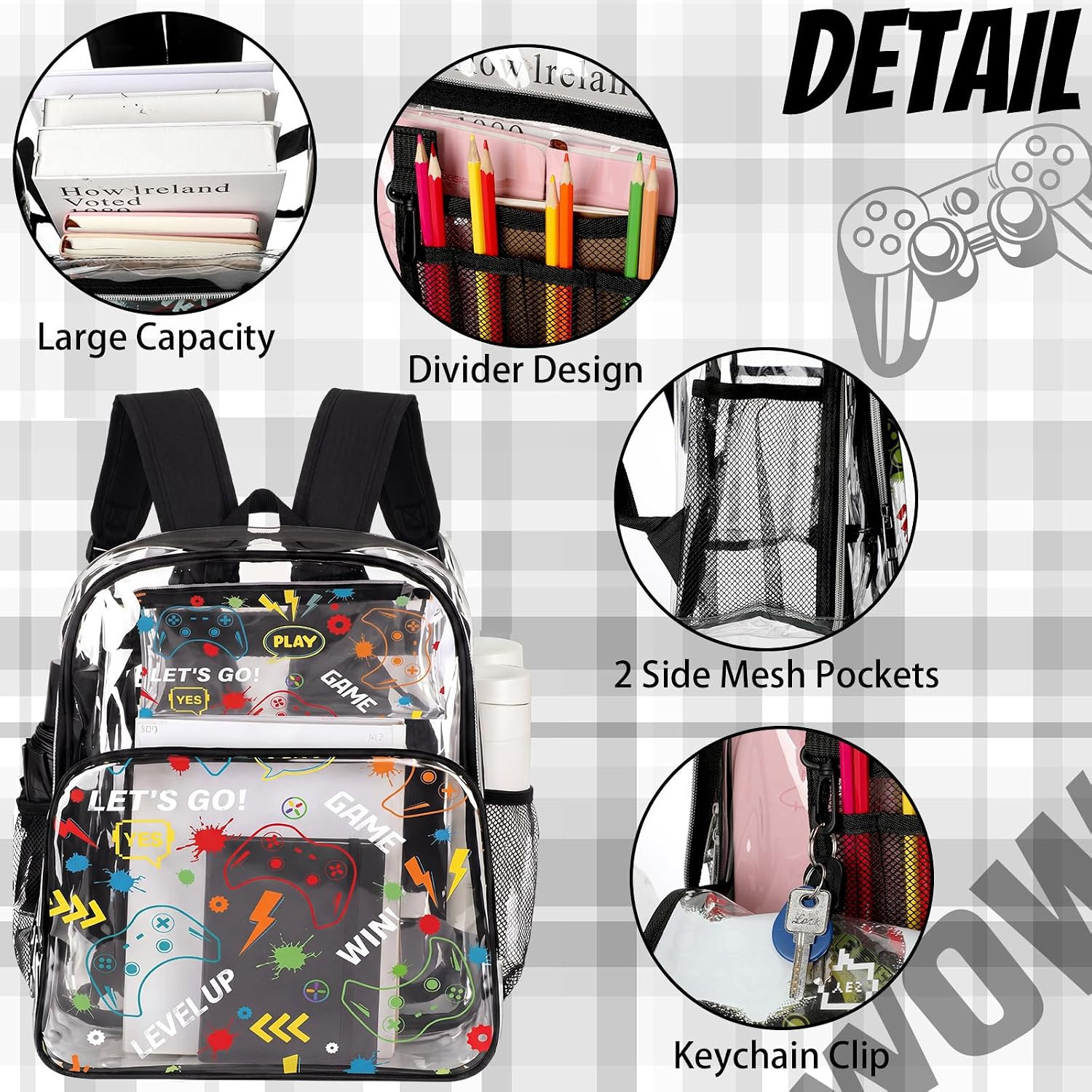3 Pcs Clear Backpack for Heavy Duty Clear Stadium Bag Transparent Backpack with