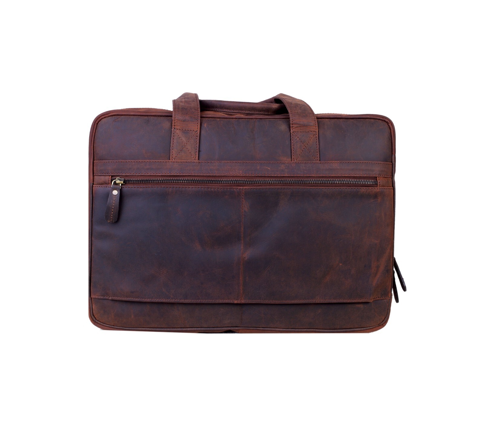 Classic Buff Leather Laptop Bag – Handmade Office Satchel, Brown