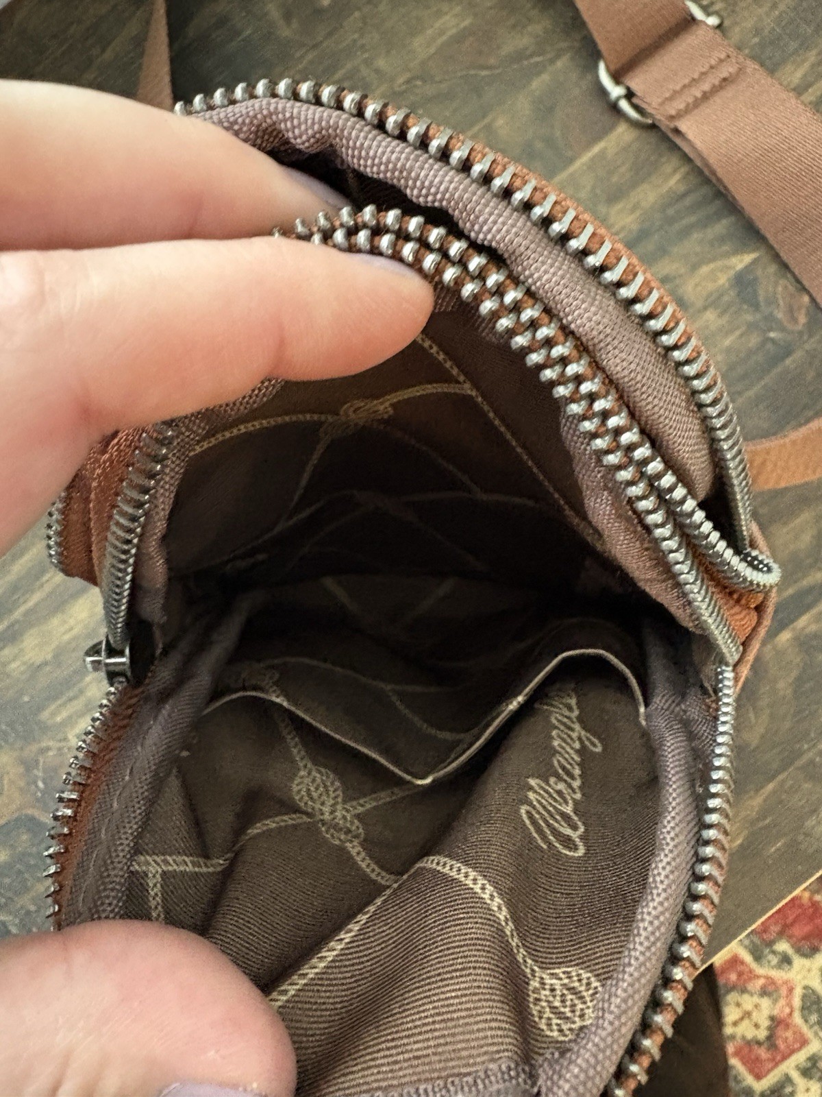 Wrangler Mini Crossbody Sling Bag Brown Faux Leather Western Shoulder Purse