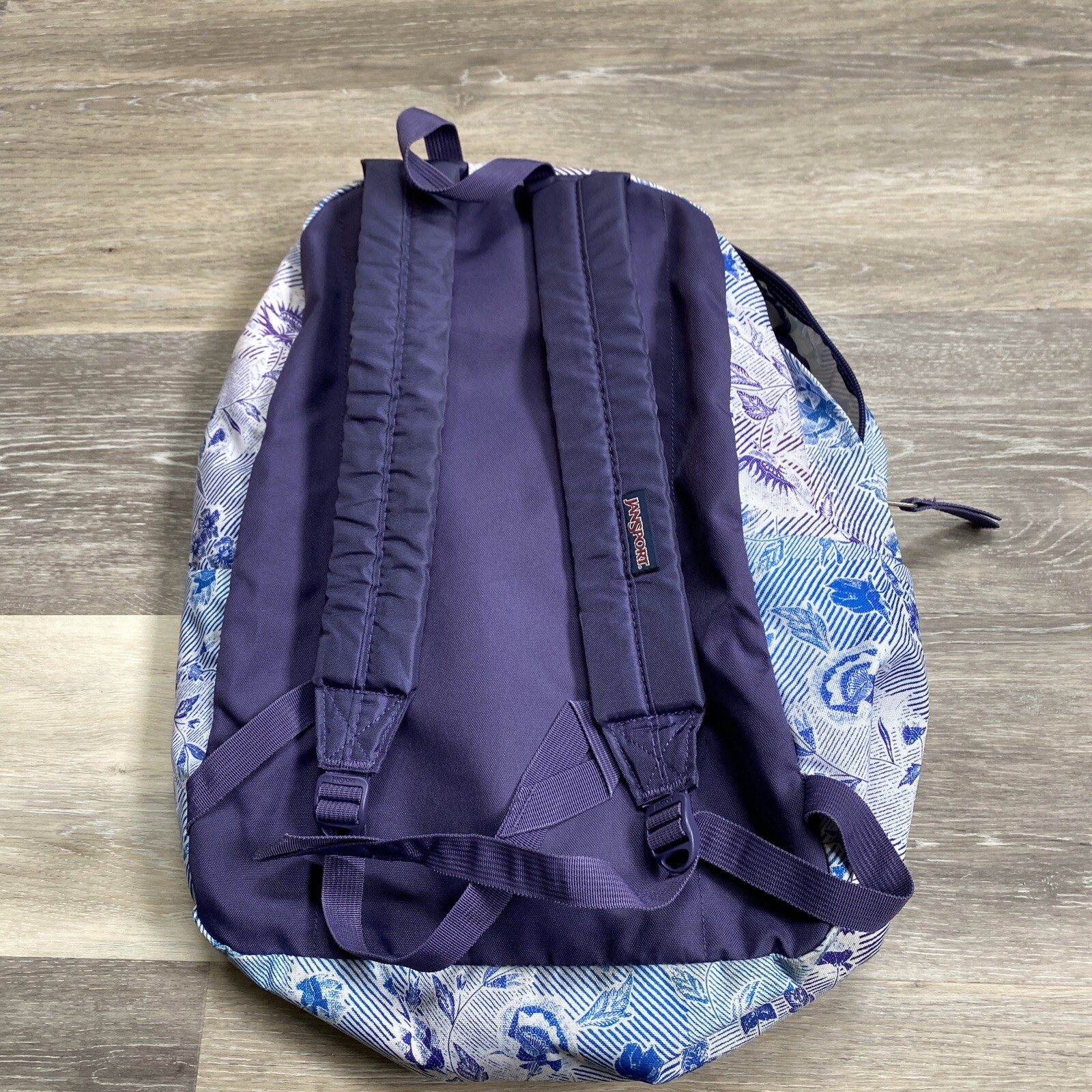 JanSport Superbreak backpack striped floral purple blue green