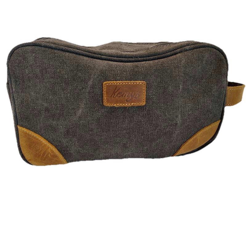 Kemy’s Toiletry Bag for Men Travel Toiletries Organizer Bags Canvas & Leather