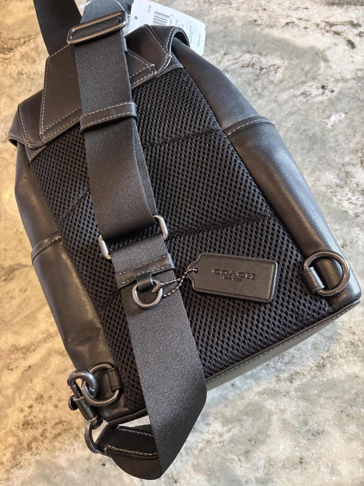 NWT Coach Racer Pack Leather Sling Backpack CU111 QB/Black Gunmetal CrossbodyBag