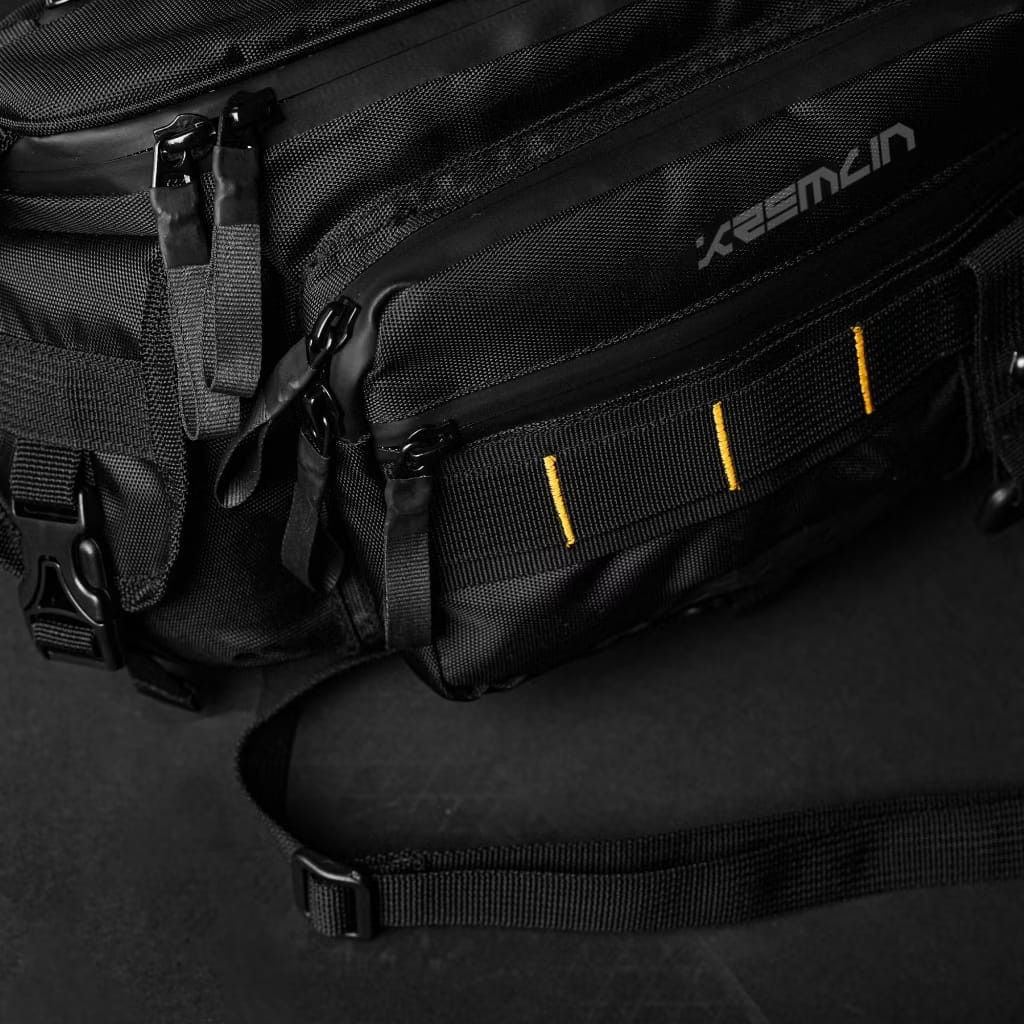 Kremlin Kojima Black Waist Sling Chest Bag Futuristic Fullzip Crossbody