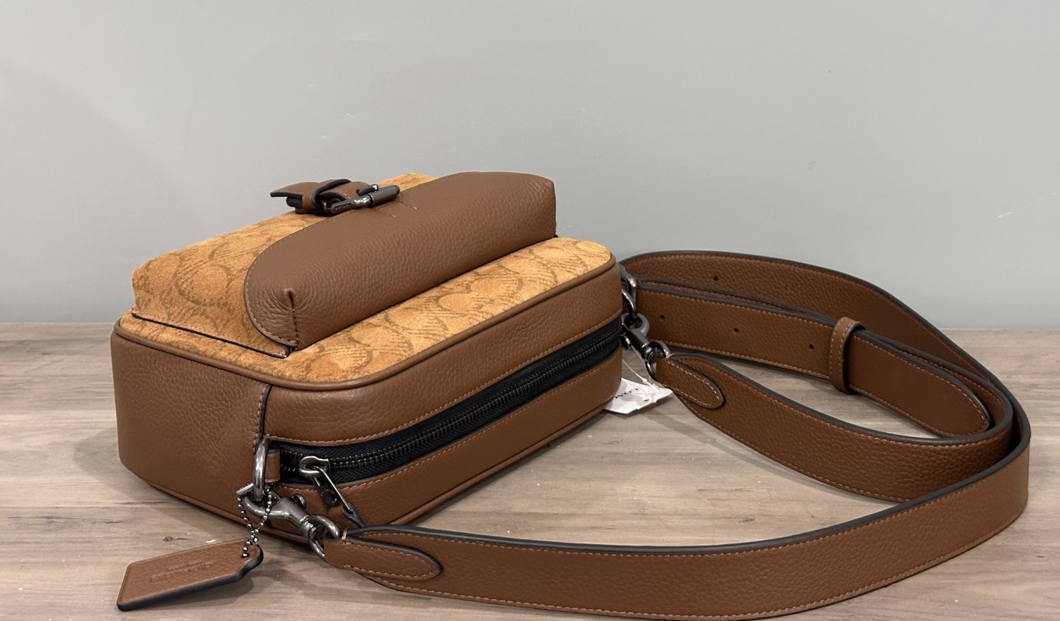 COACH CCG08 Warner Crossbody Bag In Signature Suede & Refined Pebble Leather