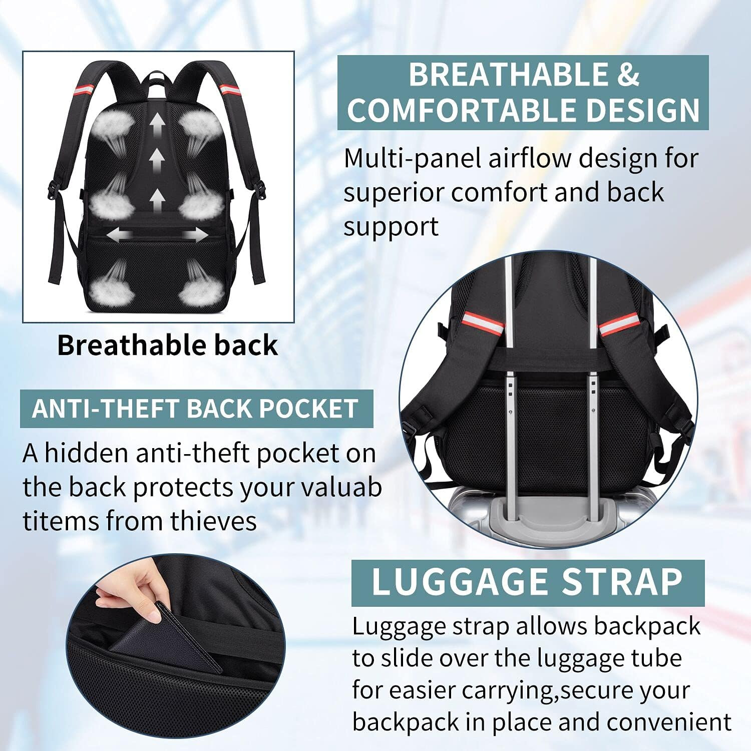 Extra Large Travel Laptop Backpack 50L,Lunch Backpack 17.3 Inch Business Work Ba