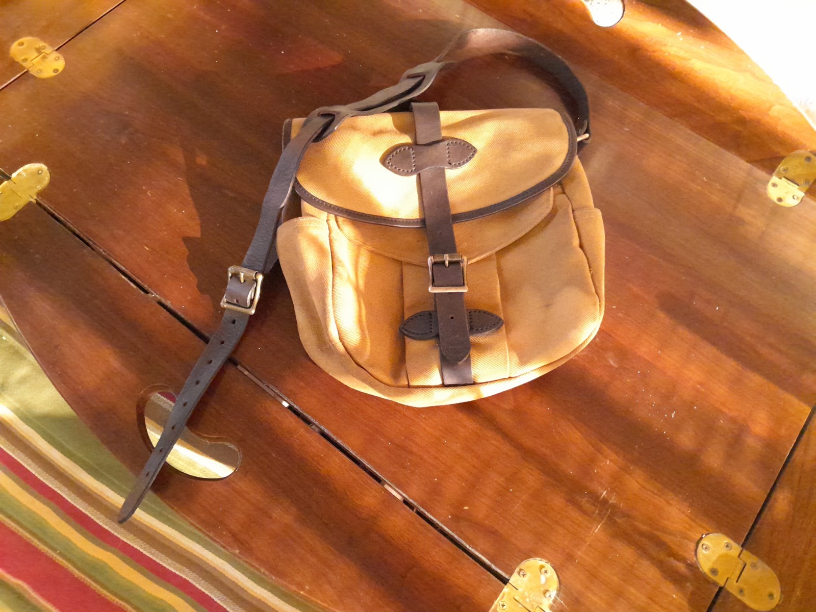 Matching Tan Filson Travel Set: Small Duffel 220 & Medium Field Bag 232 w/ Strap