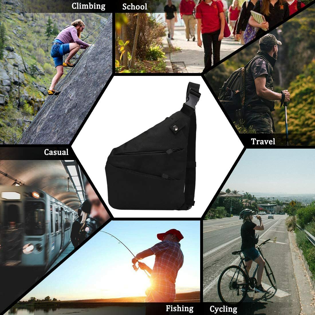 Tactical Sling Bag EDC Chest Conceal Shoulder Backpack Hiking Cycling Daypack US