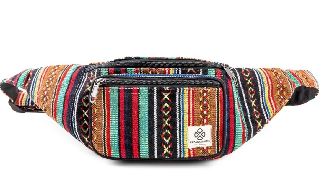 Freakmandu Unisex Hemp Fanny Pack – Hip Waist Bag Money Belt Bag Crossbody