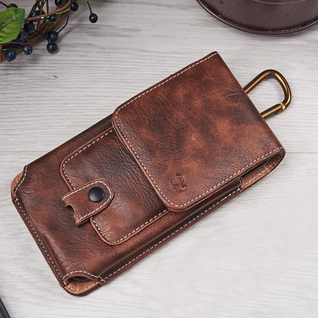 Cell Phone Case Pouch Holster w/ Belt Loop Metal Clip for Universal Smartphones