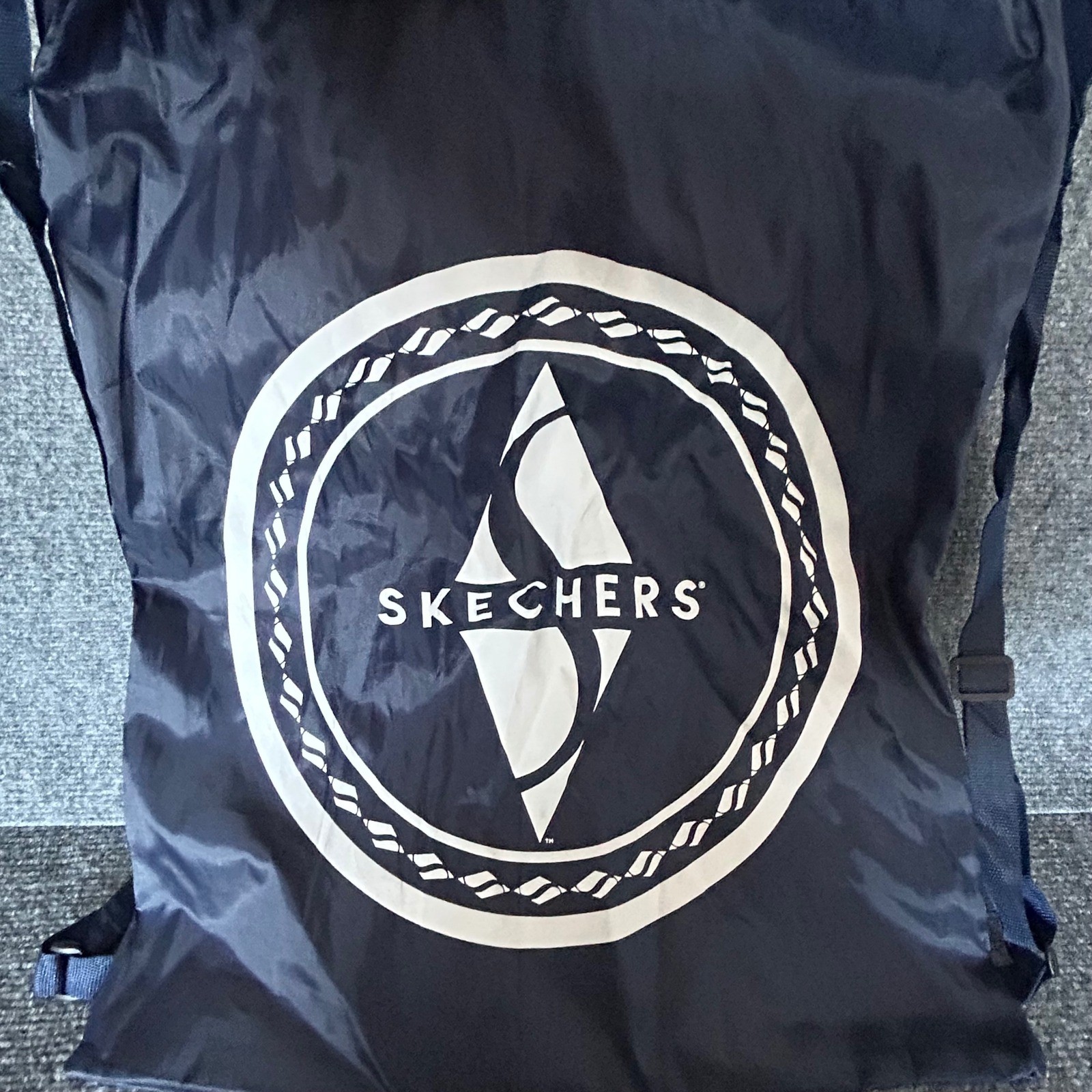 Skechers Drawstring Cinch Backpack Navy Blue Graphic Logo Gym Bag C41