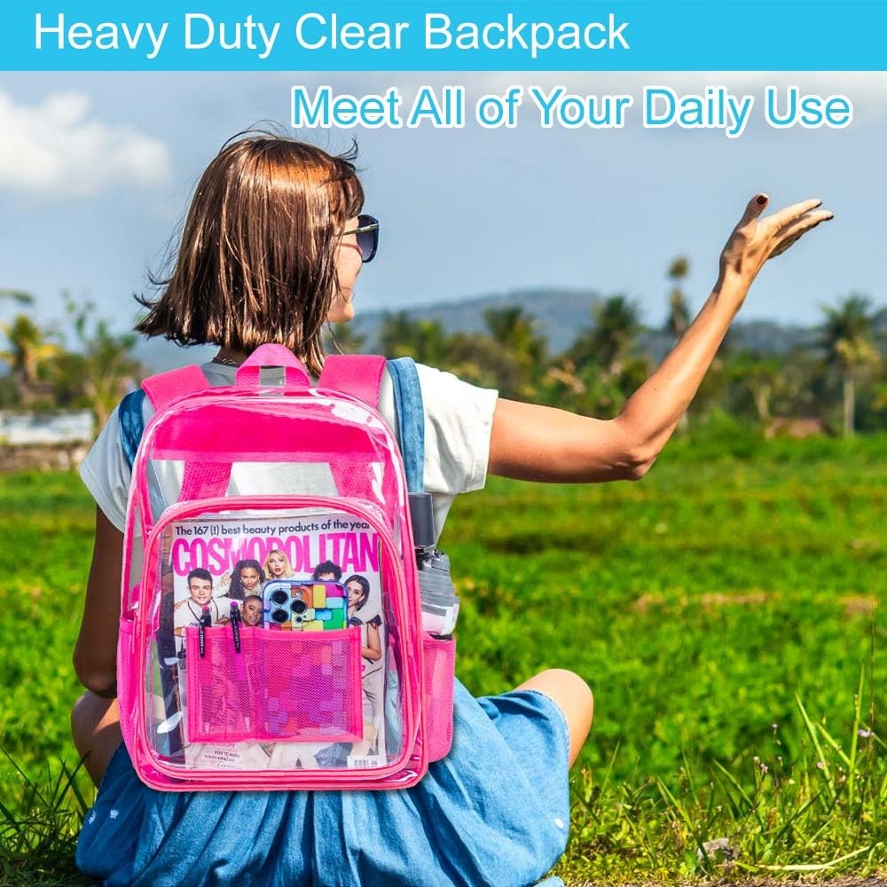 Clear Backpack Heavy Duty Transparent Bookbag See Through PVC Womens Mens