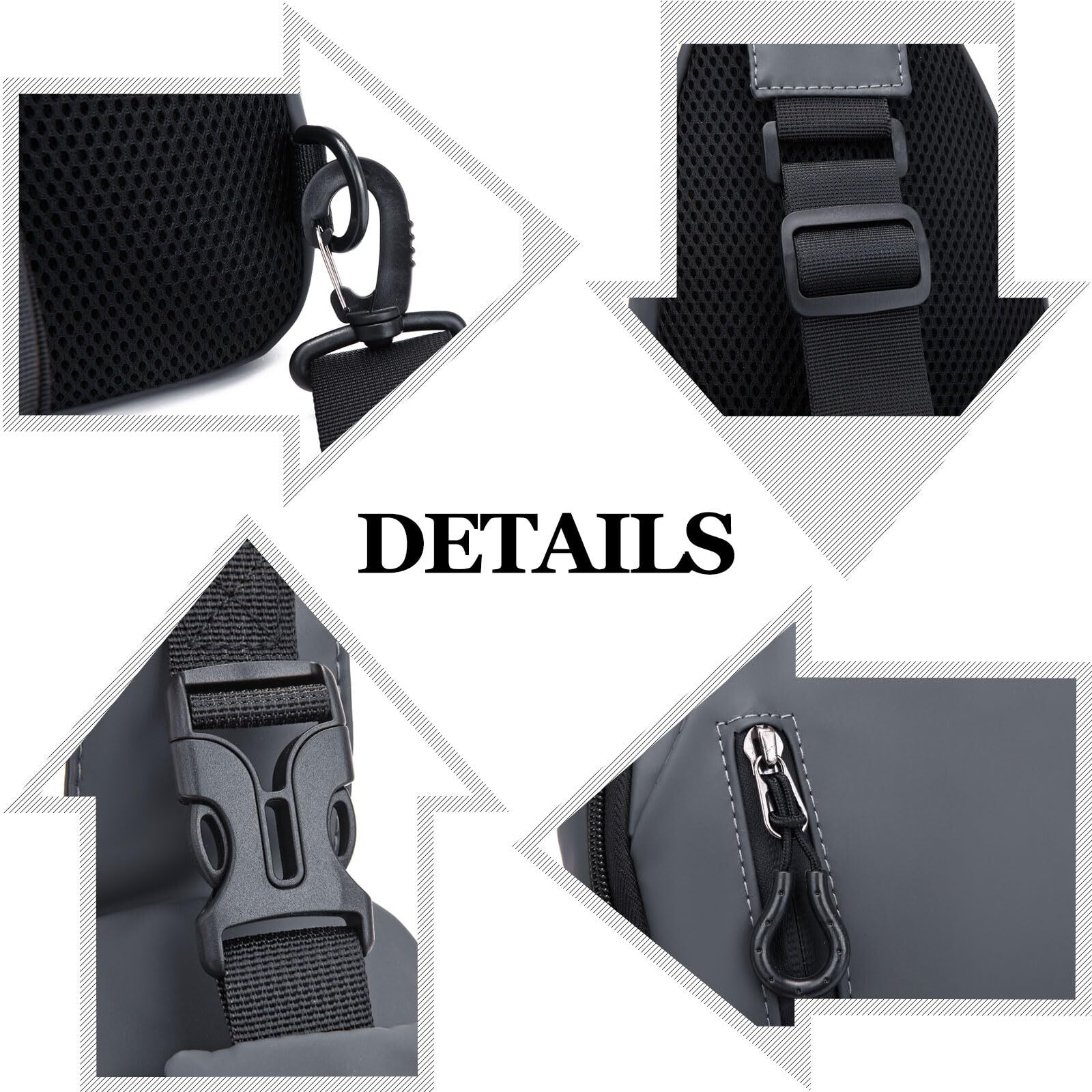 Mens Sling Backpack Waterproof Anti-theft Shoulder Crossbody Bag Chest USB Port